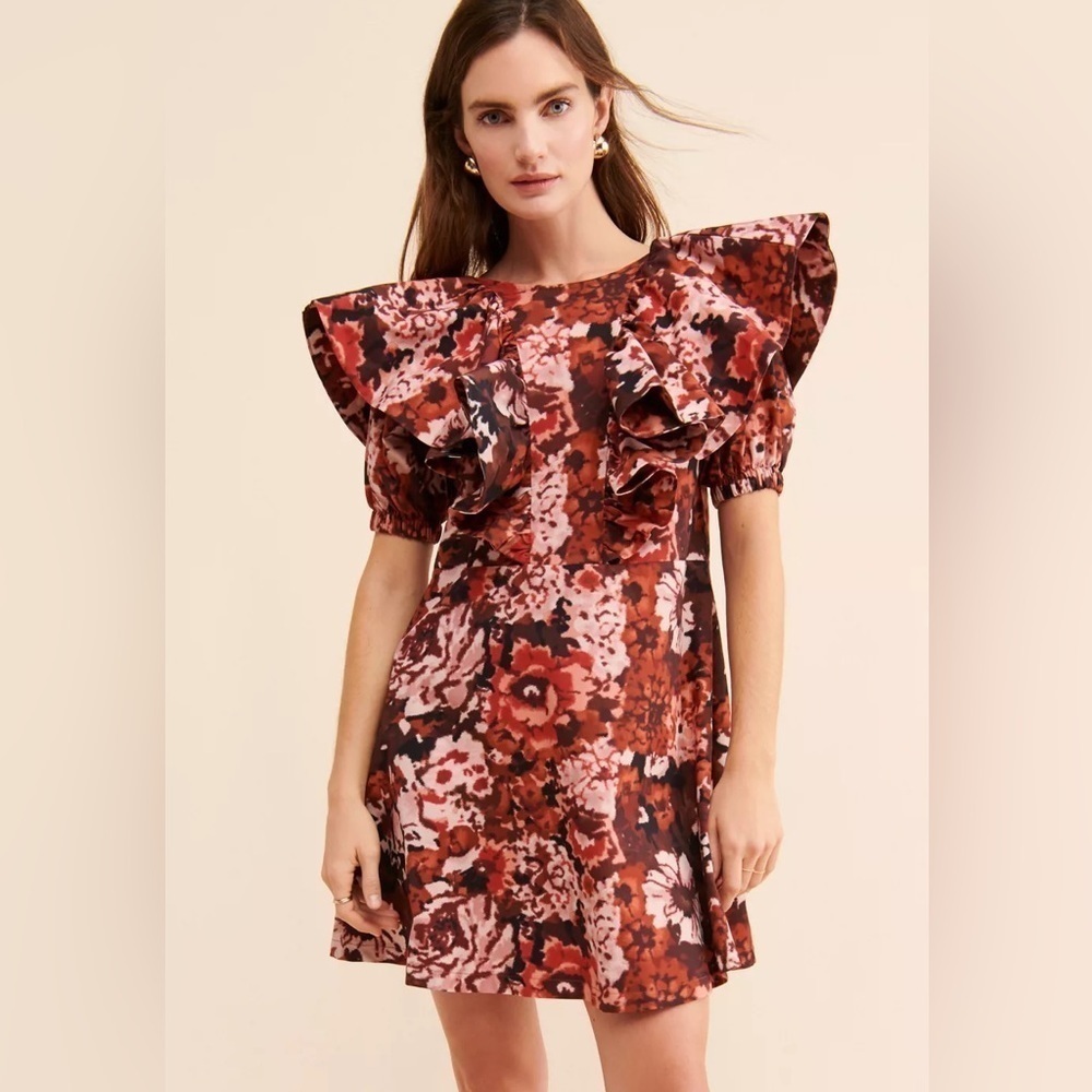 Floral Ruffle Sleeve Dress